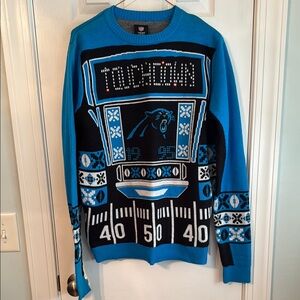 Carolina Panthers Men’s Medium Blue Graphic Holiday Light-up Sweater